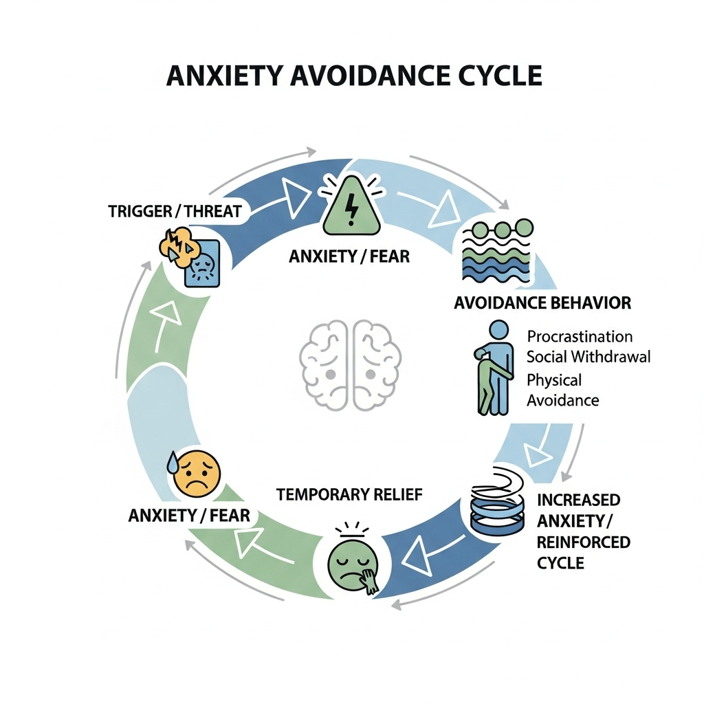 a graphic showing the anxiety avoidance cycle 